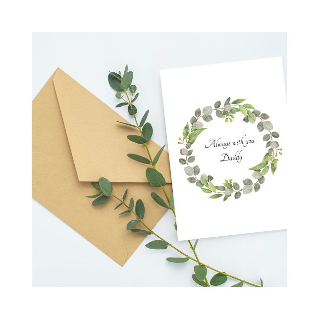 Cartão Baby Loss Daddy Birthday Leaf Wreath Card (Criador carregado)