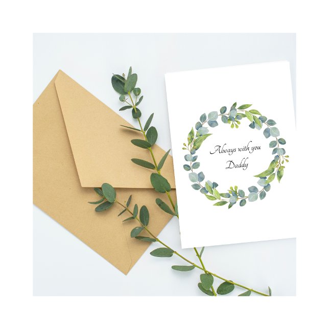 Cartão Baby Loss Daddy Birthday Leaf Wreath Card (Criador carregado)