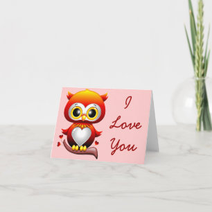 Cartão Baby Owl Love Heart Cartoon Note Card