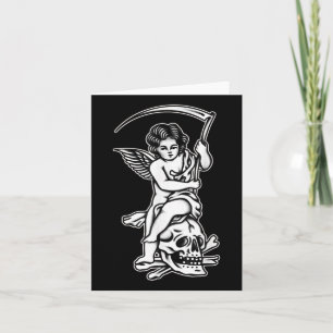 Cartão Baby Reappeler Skull Scythe Blackwork Tattoo Flash