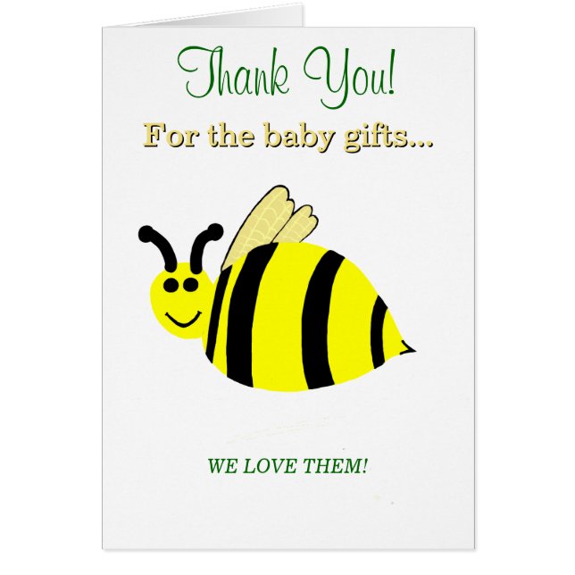 Cartão Baby Shower Bumble Bee Thank You (Frente)
