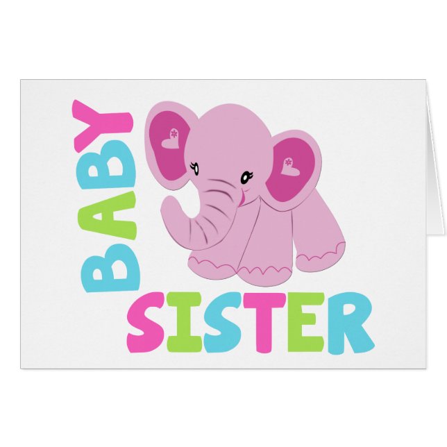 Cartão Baby Sister Elephant (Frente Horizontal)