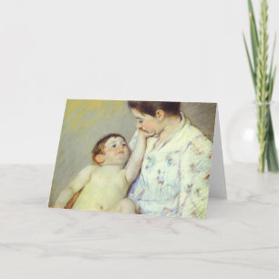 Cartão Baby's First Caress. c. 1890, Mary Cassatt