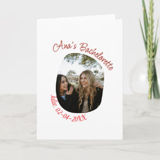 Cartão bachelorette party photo name date simple circular