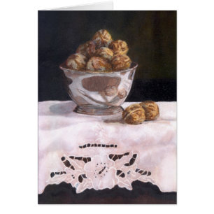 Cartão Bacia de prata com nozes