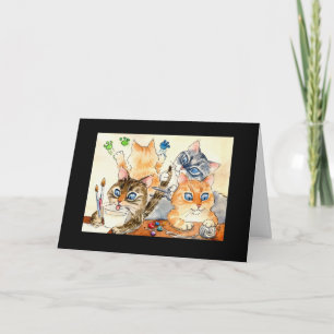 Cartão Back-to-school kittens in art class card