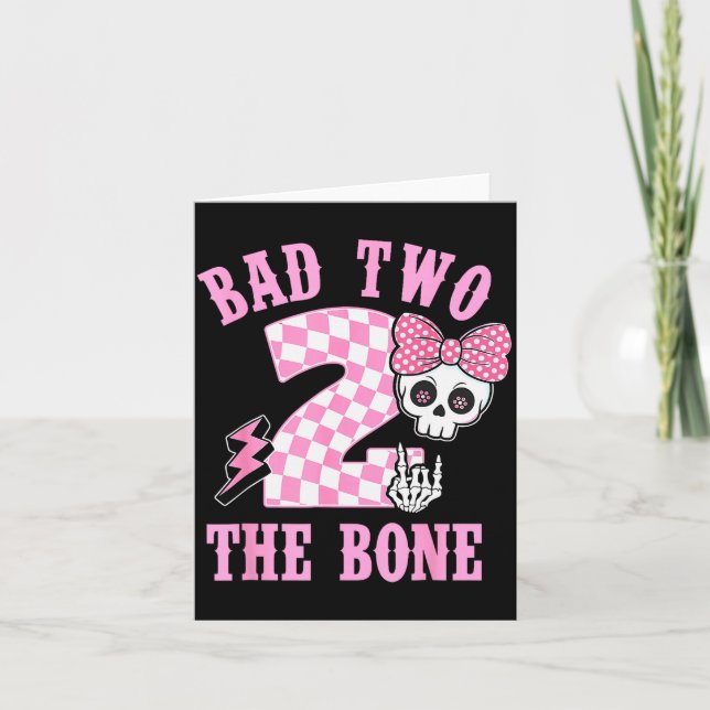 Cartão Bad Two The Bone Birthday 2 Years Old Nk Checkered (Frente)