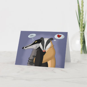 Cartão Badgers in Love Greeting Card