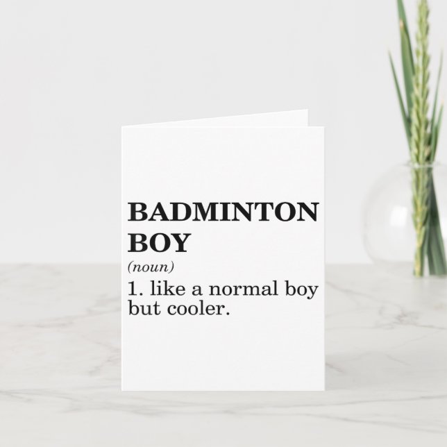 Cartão Badminton Boy Noun Definition Shuttle Badminton Pl (Frente)