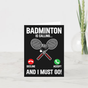 Cartão Badminton Está Ligando E Eu Tenho Que Ir Jogar Esp