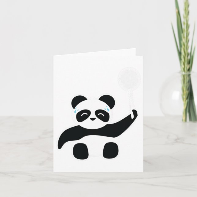 Cartão Badminton Panda Ficando Suado (Frente)