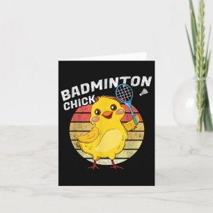Cartão Badminton Pintinho Retro Chicken Birdie Women Badm