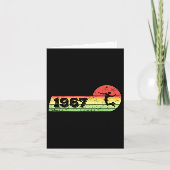 Cartão Badminton-player Vintage 1967 Birthday Shuttle Bad (Frente)