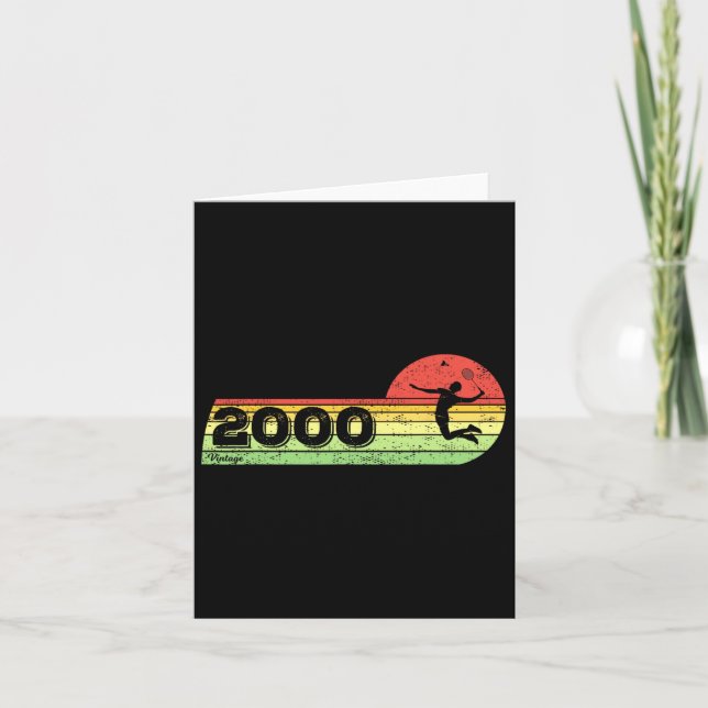 Cartão Badminton-player Vintage 2000 Birthday Shuttle Bad (Frente)