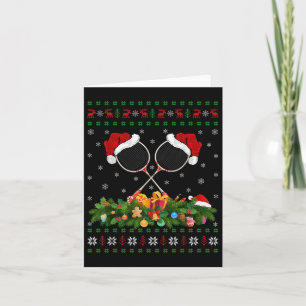 Cartão Badminton Sports Lover Xmas Papais noeis Feias Bad
