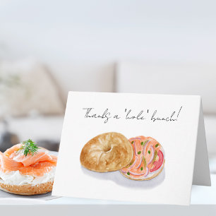 Cartão Bagel Com Salmão Pintado à Mão com Aquarela