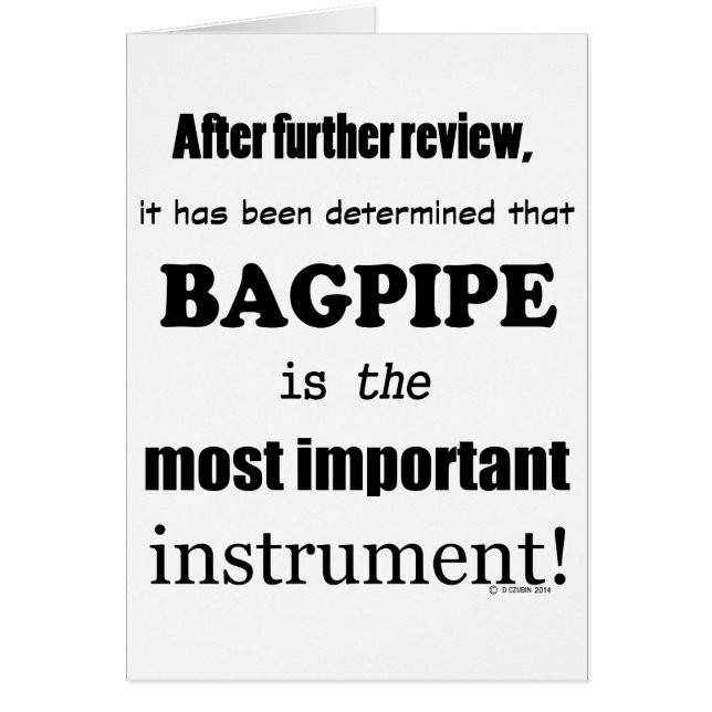 Cartão Bagpipe - Instrumento mais importante (Frente)
