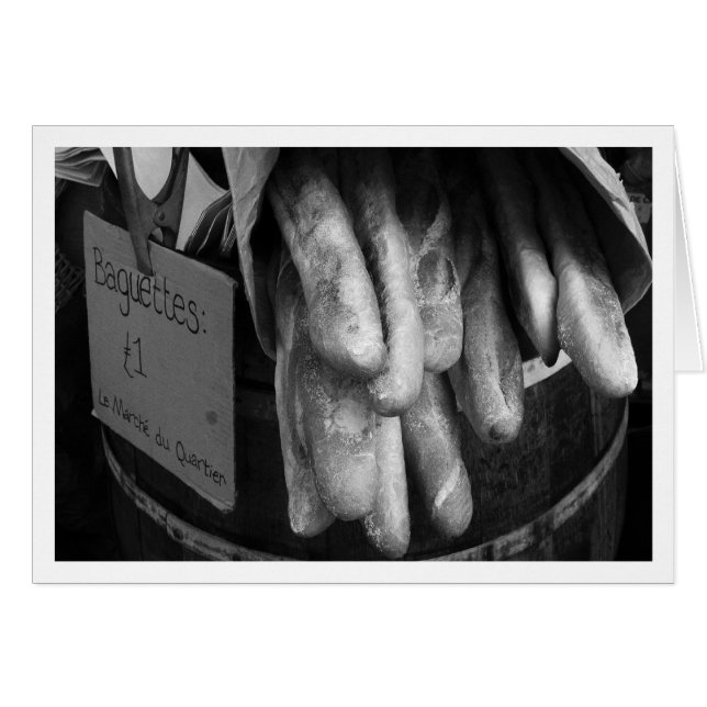 Cartão Baguettes no mercado de rua de Burough (Frente Horizontal)