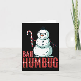 Cartão Bah Humbug Chapéu do Papai Noel Boneco de Neve Irr