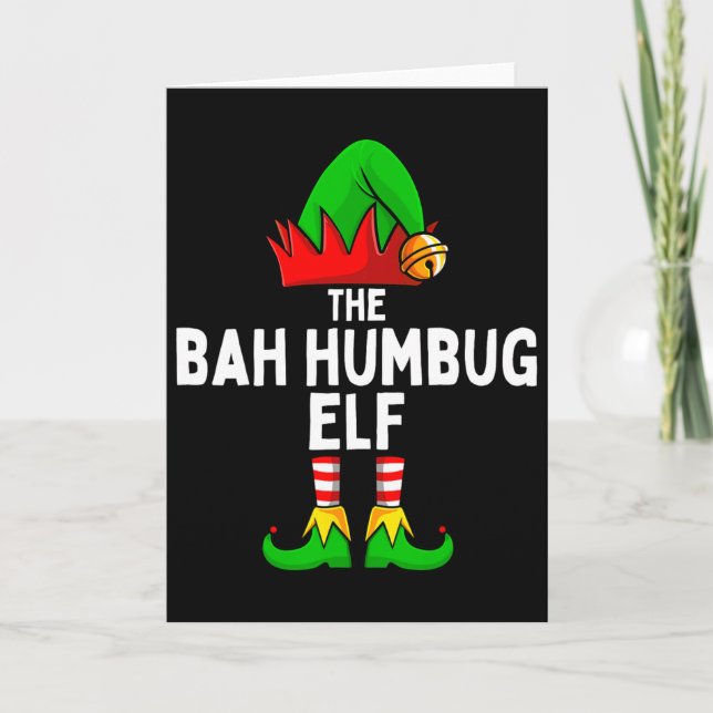 Cartão Bah Humbug Elf Matando Natal (Frente)