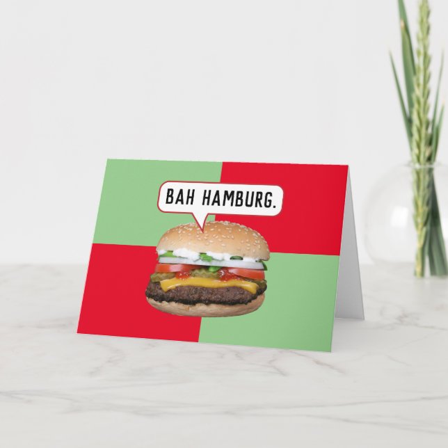 Cartão Bah Humbug Hamburger — Natal Engraçado (Frente)