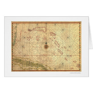Cartão Bahamas & mapa 1650 de Cuba