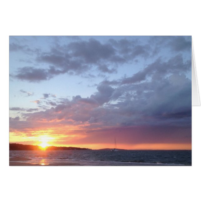Cartão baía de vela do pôr do sol (Frente horizontal)