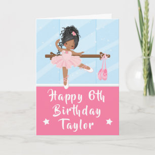 Cartão Bailarina Afro-Americana Rosa Feliz Aniversário Ca