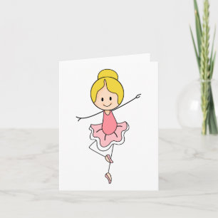 Cartão Bailarina Rosa Desenho Fofo Uso Genérico Qualquer