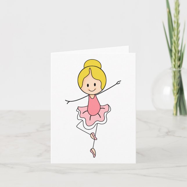 Cartão Bailarina Rosa Desenho Fofo Uso Genérico Qualquer  (Frente)