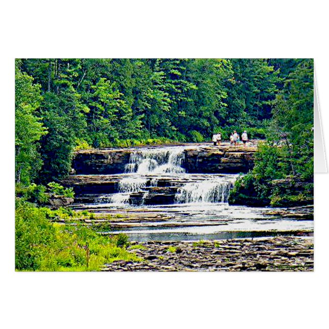 Cartão Baixe as cataratas de Tahquamenon, placa Michigan (Frente Horizontal)