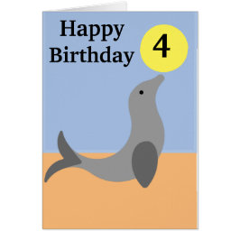 Cartão Balança de focas com uma idade de bola amarela