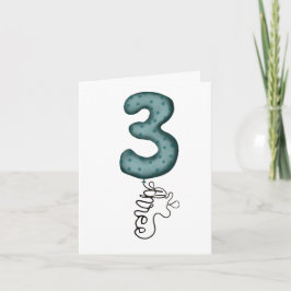 Cartão balão de 3.o aniversário