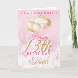 Cartão Balão de Aniversário da 13 da neta glamourosa