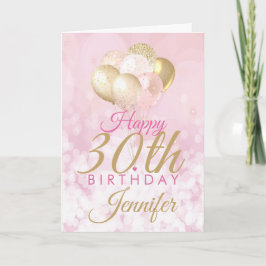 Cartão Balão de aniversário de 30 anos brilhante rosa