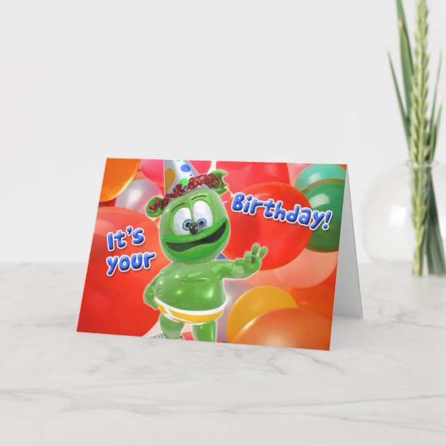 Cartão Balão de Aniversário Gummibär (Frente)