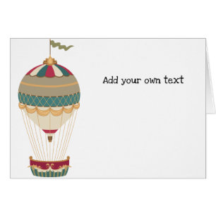 Cartão Balão de Ar Quente Adorável Steampunk c/Flag