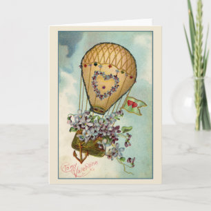 Cartão Balão de Ar Quente em Coração, Para o Meu Valentim