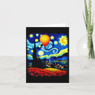 Cartão Balão de Ar Quente Estilo Van Gogh Noite Estrelada