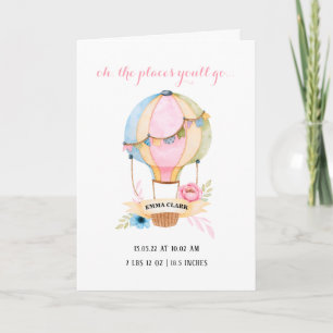 Cartão balão de ar quente novo bebê fofo caprichoso