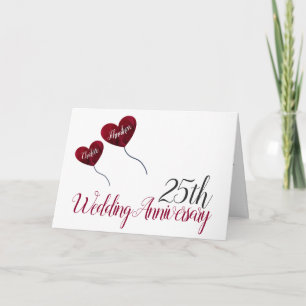 Cartão Balão de coração do 25 Silver Casamento de Anivers