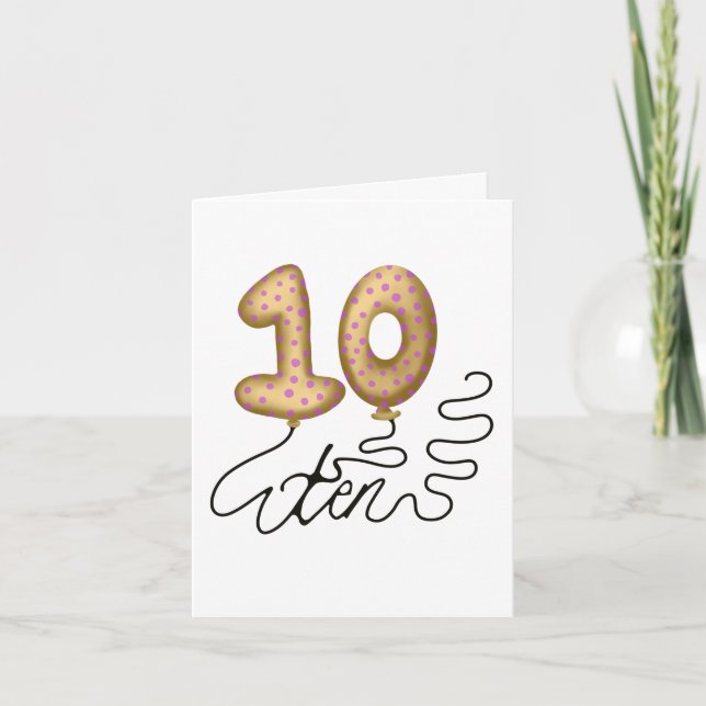 Cartão balão de décimo aniversário (Frente)