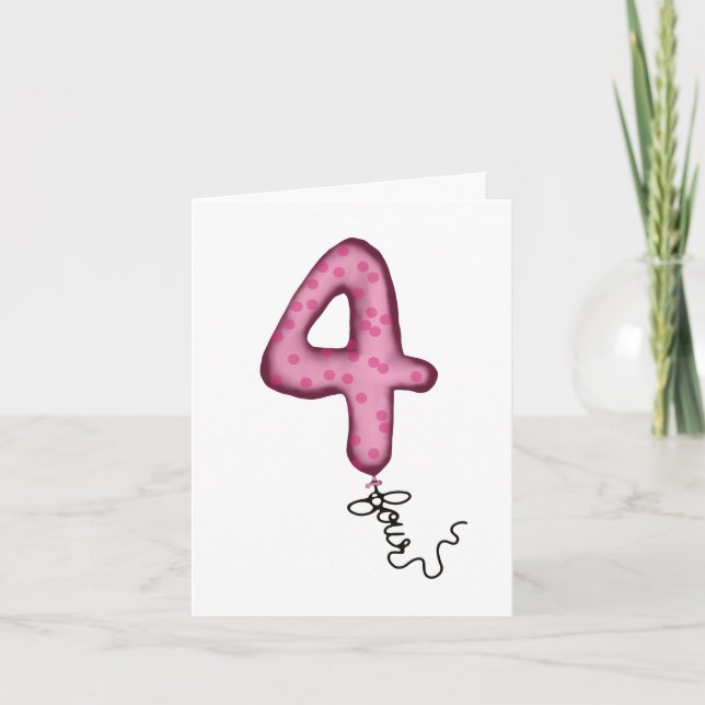 Cartão balão de quarto aniversário (Frente)