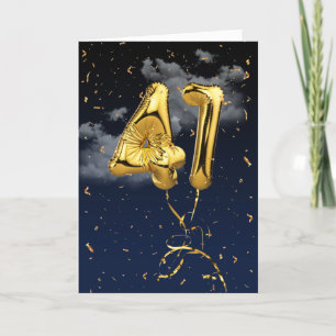 Cartão Balão Dourado Mylar e Placa Confetti de Aniversá