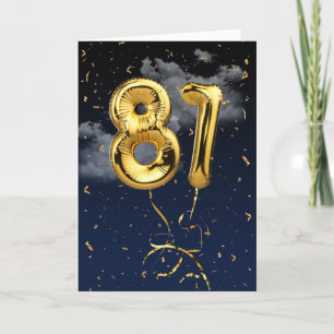 Cartão Balão Dourado Mylar e Placa Confetti de Aniversári