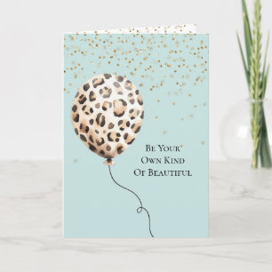 Cartão Balão Impressão Leopardo Azul Casca de Ovo Confete