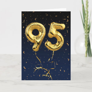 Cartão Balão Mylar Dourado do 95º aniversário e Cartã