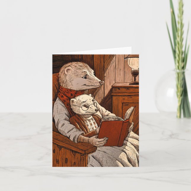 Cartão Balas lendo um livro (Frente)