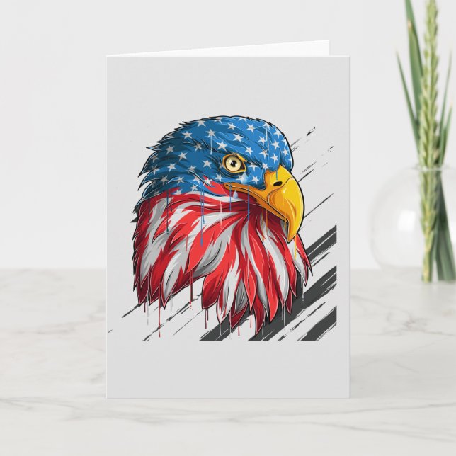 Cartão Bald Eagle Bird USA Flag Crying Symbol (Frente)