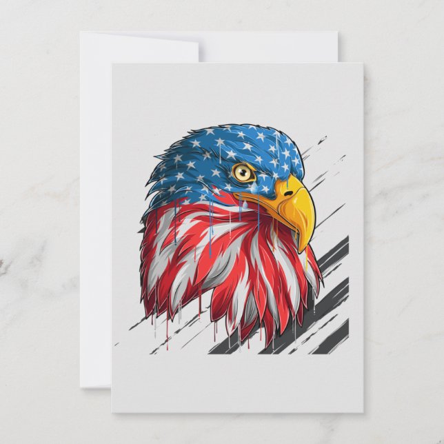 Cartão Bald Eagle Bird USA Flag Crying Symcard (Frente)